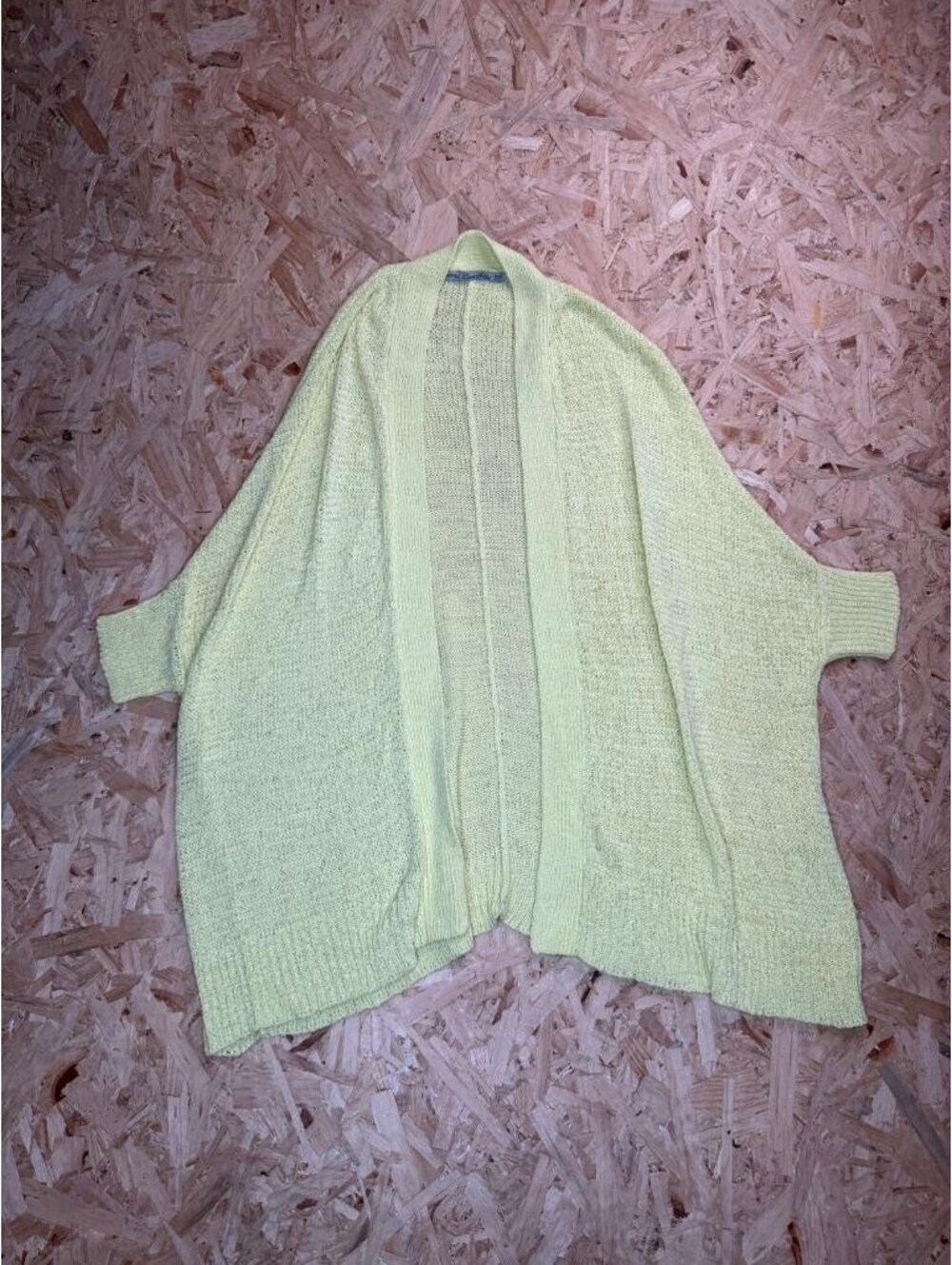 Zara Knit Cardigan Womens Medium Yellow Open Front Batwing Sleeve Lightweight